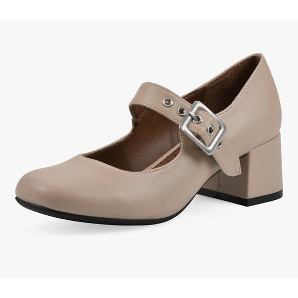 WHITE MOUNTAIN Women's Lasso Mary Jane Block Heel, Natural/Smooth, Size 7.5 - Picture 1 of 7